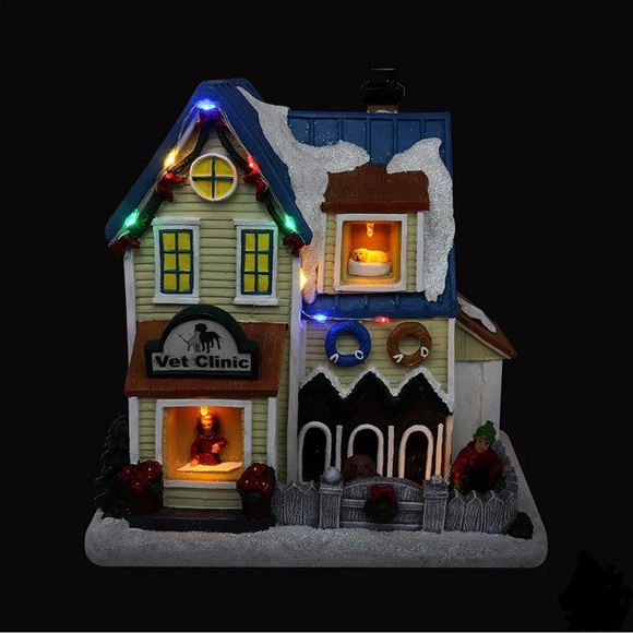 Top Treasures Christmas Village Vet Clinic Pre-lit Musical Figurine NIB - Picture 6 of 6